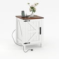 thumbnail image 1 of AKDSteel Farmhouse Nightstand With Usb Charging Station, Rustic 18" Bedside Table With Sliding Barn Door And Two-Tier Storage, 1 of 8