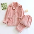 thumbnail image 2 of Ashirexll Fuzzy Pajamas for Women, Womens Winter Sets, Printed Casual Turn Down Collar Long Sleeve Pants Sleepwear Set, 2 of 5