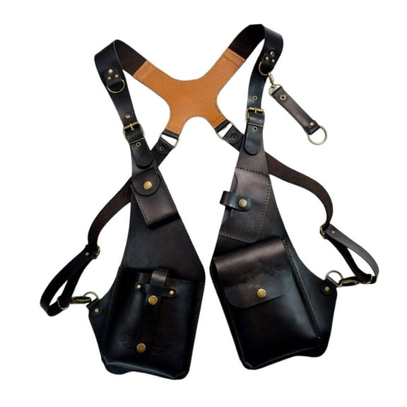 Bolso de hombro antirrobo Fernando Steampunk para hombre con correa de cuero PU ajustable Negro