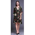 thumbnail image 2 of Bimba Black Floral Leaves & Peony Ladies Plus Size Kaftan Summer Wear Beach Coverup Kimono Caftan-4X-5X, 2 of 5
