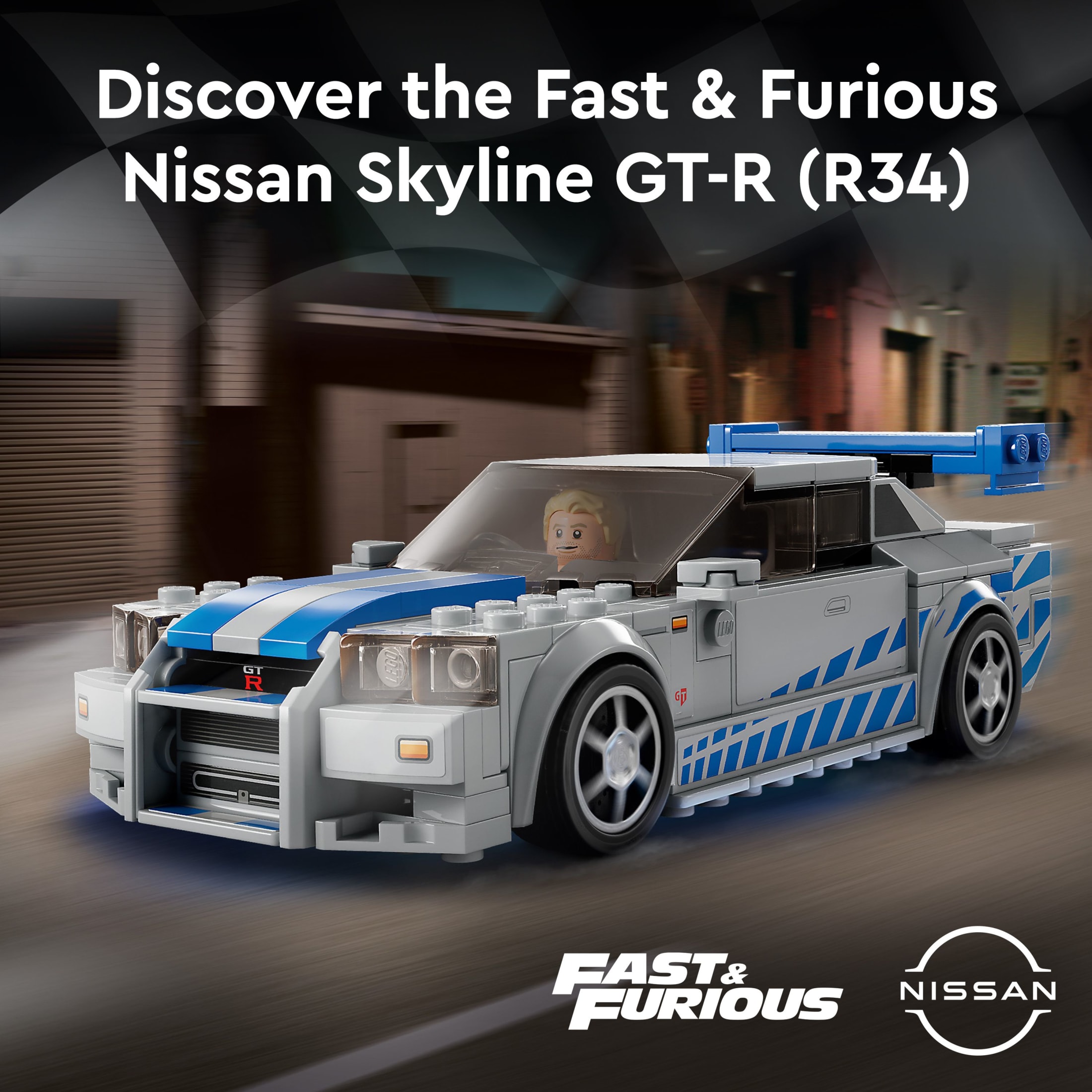 LEGO Speed Champions 2 Fast 2 Furious Nissan Skyline GT-R (R34) 76917 Auto de Juguete de Carreras, Set de Construcción Coleccionable con Minifigura de Piloto, Set 2023 para Niños 3