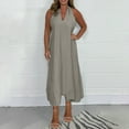 thumbnail image 2 of Dresses for Women Plus Size Akafmk Summer Dresses for Women Casual Dresses,Solid Color V-Neck Long Dress Sleeveless Tank Maxi Dresses Loose Fitting Flowy A Line Beach Sundress, 2 of 5