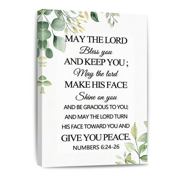 May The Lord Bless You And Keep You Canvas Wall Art Numbers 6:24-26 Christian Poster Blessing Quote Decor Inspirational Religious Gifts Bible Verse Wooden Hanging Framed