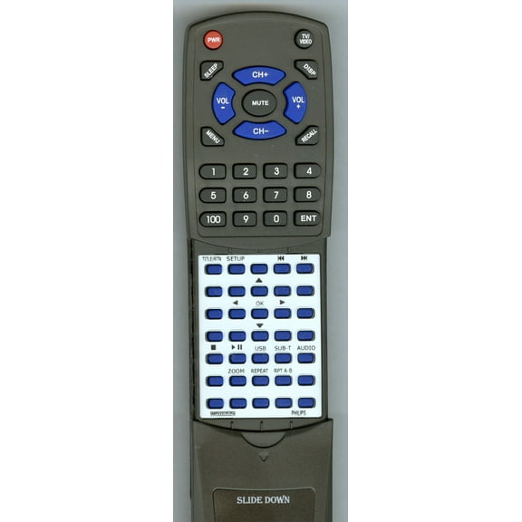 Replacement Remote for PHILIPS 996500035359, RT996500035359, RC2012, DVP598237, DVP5982, 242254900948