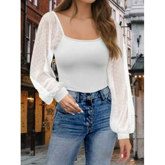 Womens Mesh Long Sleeve Shirts Casual Blouses Tops