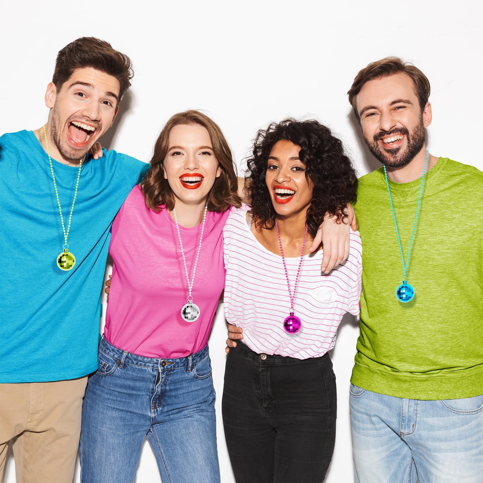 Multicolor Glow-in-the-Dark Disco Ball Necklace Party Favors, 4 Count, by Way To Celebrate