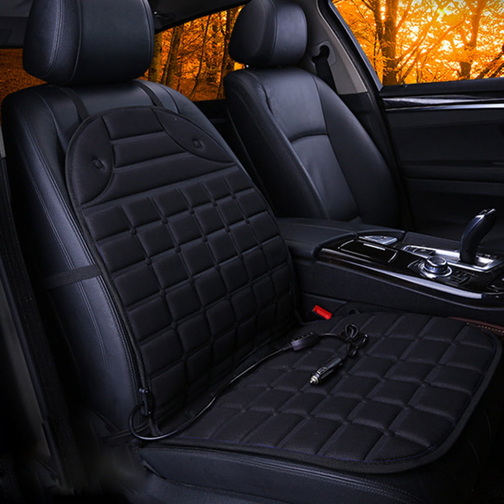 Heated Car Seat Cushion for Back Pain Cold Weather Pet Anxiety Travel Black 