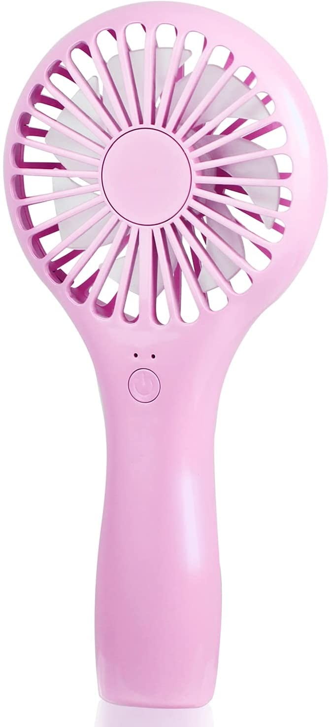 Handheld Mini Fan Battery Operated Small Personal Portable Fan Speed Adjustable USB Rechargeable Fan for Kids Girls Women Men Home Office Indoor Outdoor Travelling, Pink