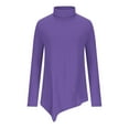 thumbnail image 4 of YYDGH Womens Mock Neck Long Sleeve Tops Casual Solid Color Blouses Irregular Hem Loose Fit Shirts Purple XXL, 4 of 6