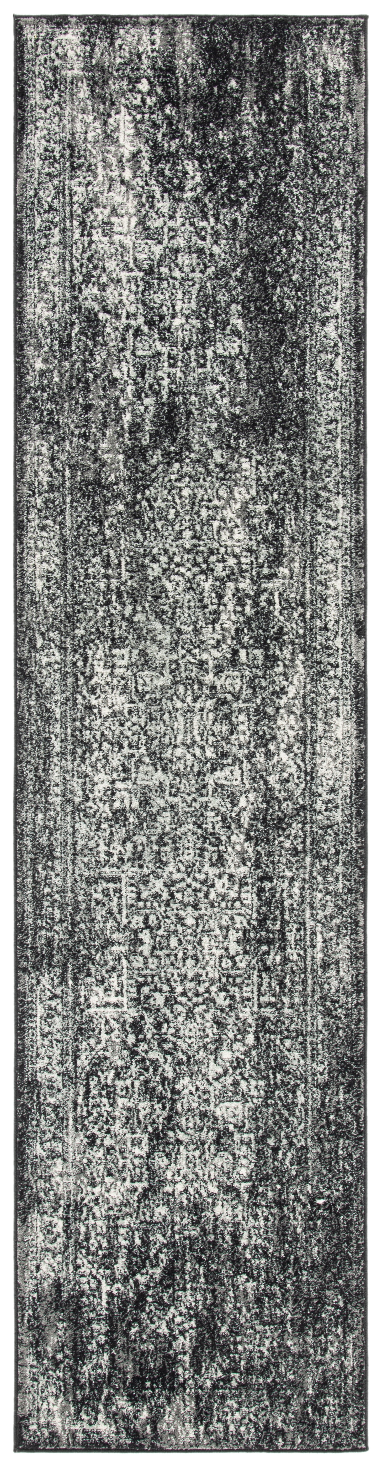 SAFAVIEH Runner Rug 2'2"x9' - Evoke Collection - Traditional Design, Black & Grey, Non-Shedding & Easy Cleaning, Ideal for Living Room, Bedroom, Dining Space, Entryway, Hallway, Kitchen