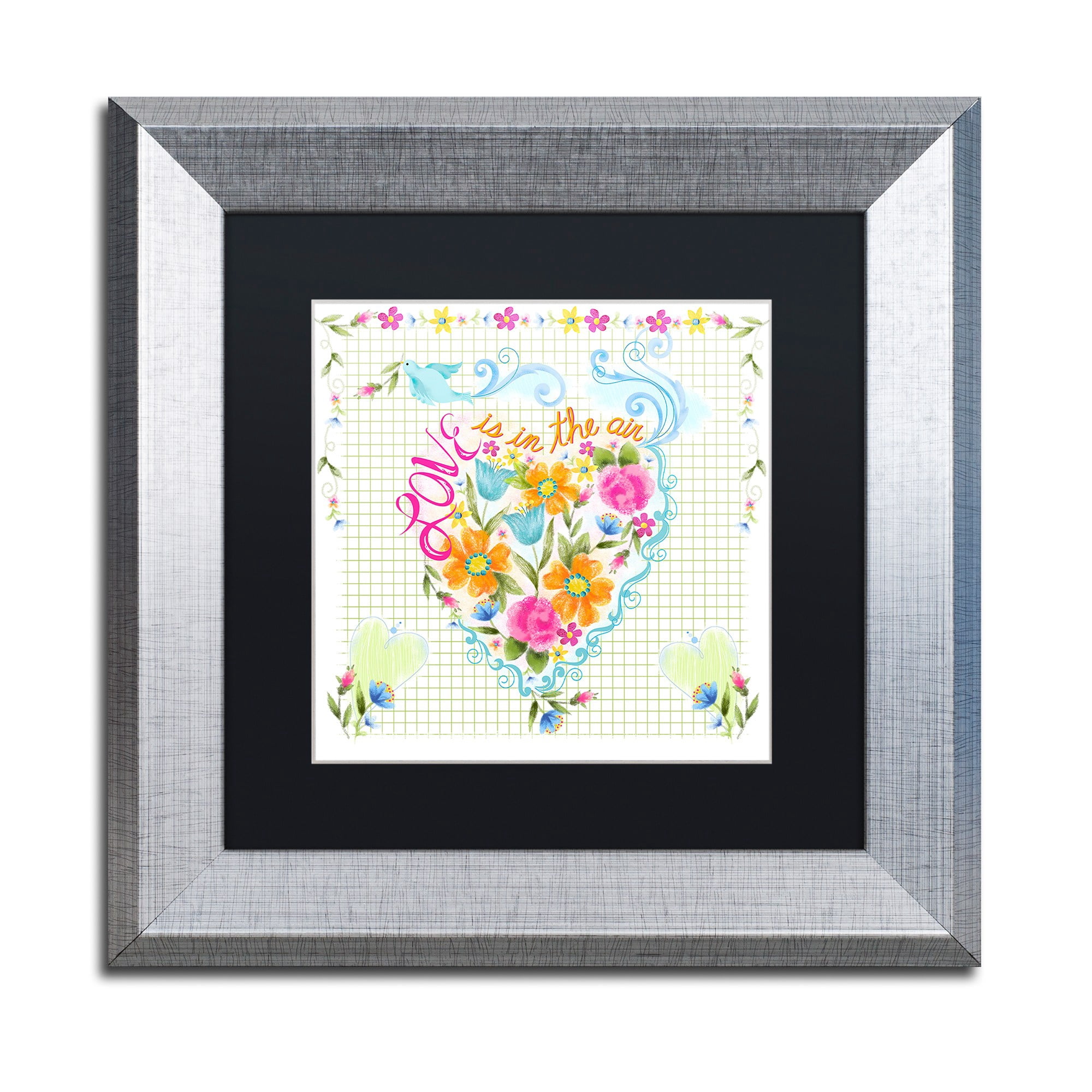 Trademark Fine Art "Love Heart" Canvas Art by Lisa Powell Braun, Black Matte, Silver Frame