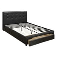 thumbnail image 2 of JERFIT Full Size Storage Bed Frame with Upholstered Tufted Headboard, Modern Platform Bed with Underbed Drawer, Black Faux Leather, 2 of 9