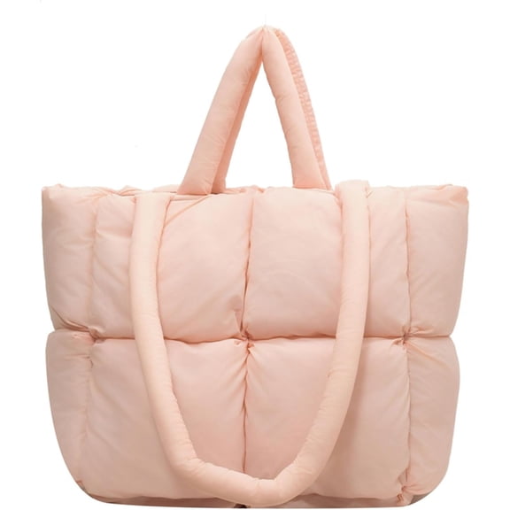 LinYooLi Puffer Tote Bag Trendy Puffer Bag for Women Light Down Filled Aesthetic Quilted Tote Bag Shoulder Handbags