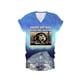 thumbnail image 1 of Camisetas de Manga Corta para las Mujeres, Estampado de Moda Cuello en V Camiseta Superior, Casual Fuera de la Blusa de Poliéster Ligero, 1 of 2