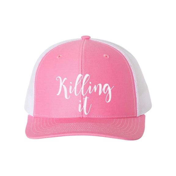 Killing It Hat, Killing It, Mother's Day Gift, Gift For Mom, Trucker Hat, Snapback, Good Job Hat, Mom Cap, 10 Different Colors, White Text, Hot Pink/White