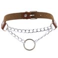 thumbnail image 1 of Gargantilla circular de cuero sintético marrón para mujeres a la moda, 1 of 1