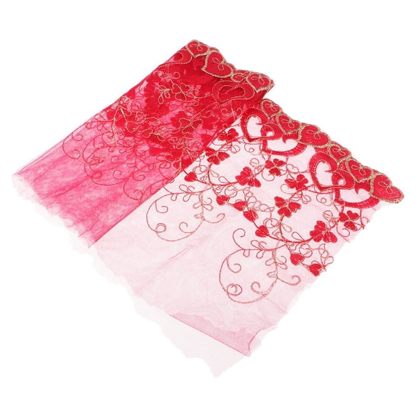 Transparente Floral Tul Malla Encaje Borde Borde Cinta Costura Artesanía Boda Vestido de Novia Ropa de Bricolaje Decoración 1 Yarda rojo Baoblaze Flor bordada de tul de encaje