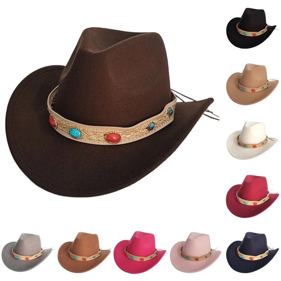 SUXIAN Cowboy Hat for Men Women Western Fedora European Style Couple Casual Outdoor Hat