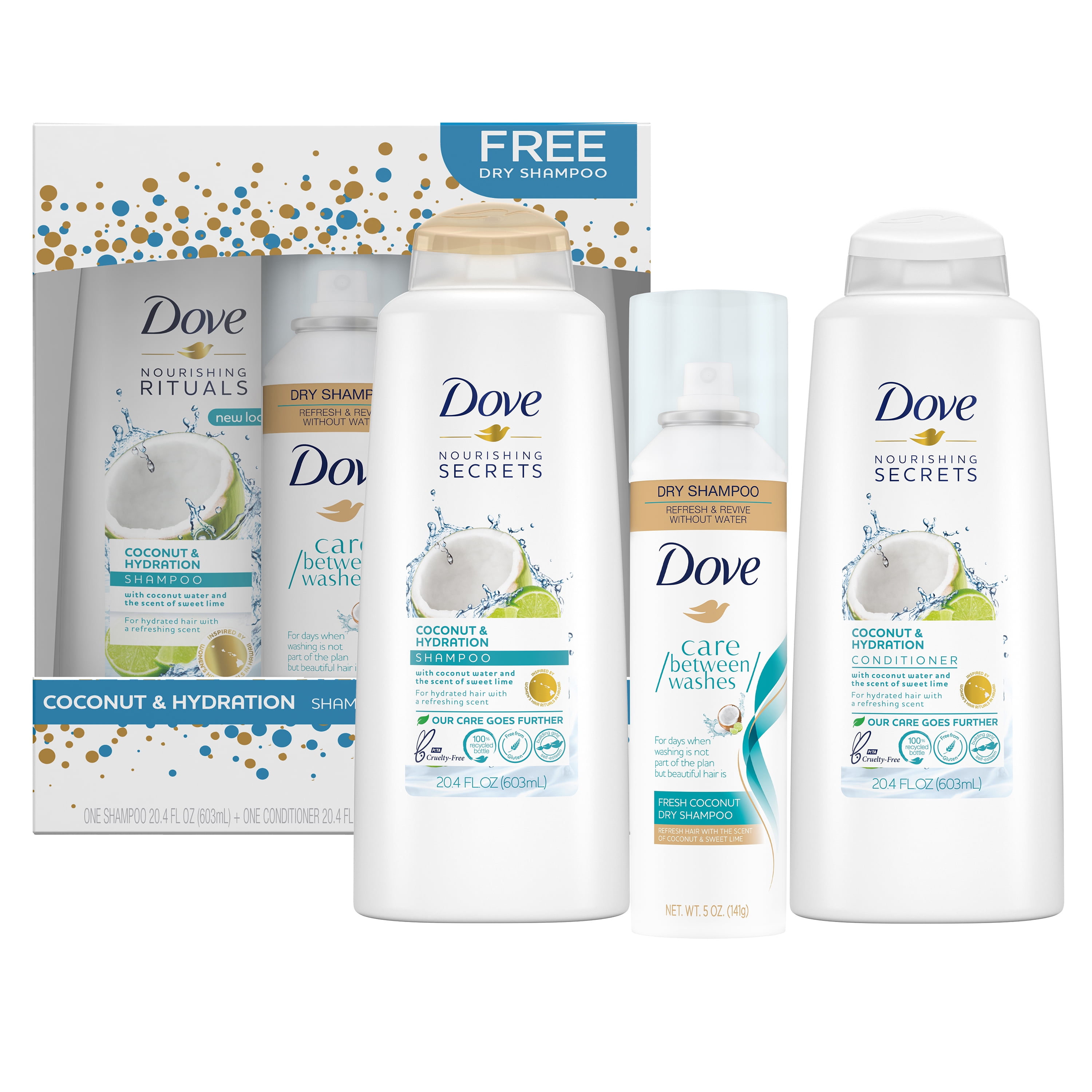 (13 Value) Dove Coconut and Hydration Shampoo and Conditioner Gift Set