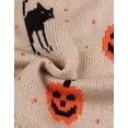 thumbnail image 6 of Cogild Sweaters for Women Halloween Sweater Black Cat Pumpkin Crew Neck Knit Pullover Long Sleeve Casual Fall Top, Khaki, 6 of 10