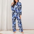 thumbnail image 2 of Honeii Blue Lightning2 print Women's Pajama Sets Long Sleeve Button Down Sleepwear Nightwear Soft Pjs Lounge Sets-Large, 2 of 7