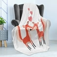 thumbnail image 4 of Valentines Soft Flannel Fleece Throw Blanket, Couple Love Foxes Hearts Cartoon Illustration, Cozy Plush for Indoor and Outdoor Use, 70" x 90", Burnt Sienna Eggshell, by Ambesonne, 4 of 5