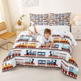 thumbnail image 3 of Erosebridal Colorful Railway Car Full Size Comforter Sets 3 Pieces For Boys,Kids Cartoon Railroad Train Bedding Sets,Blue Yellow,Luxury Bedroom Decor, 3 of 6