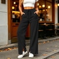 thumbnail image 4 of Levmjia Women Wide Leg Corduroy Pants High Waisted Drawstring Lounge Pants with Pockets Solid Color Casual Long Trousers, 4 of 7