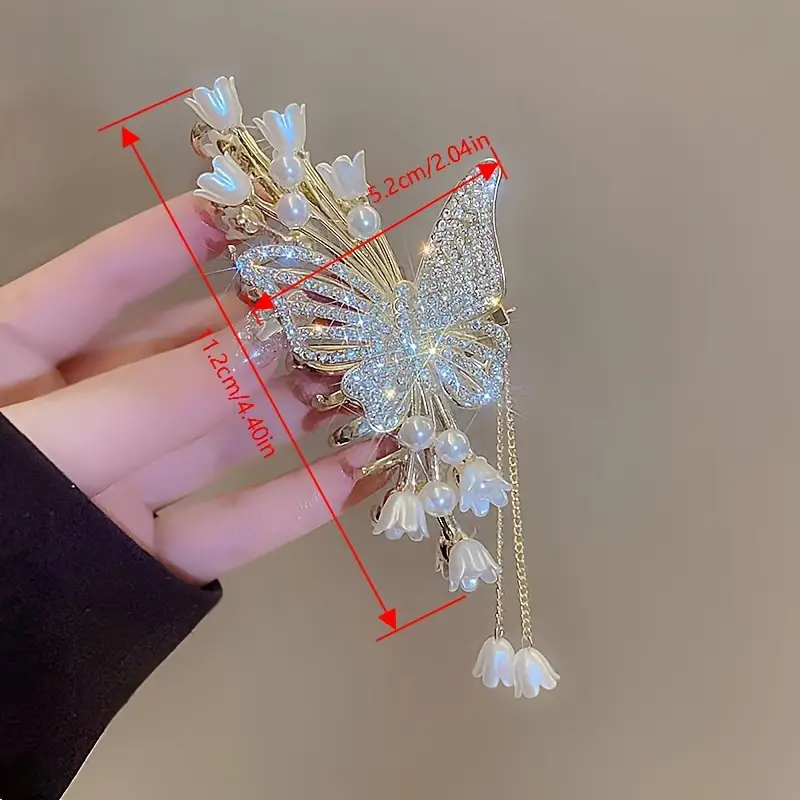 2PCS Elegant Butterfly Hair Claw  - Large Metal Tassel Hair Clip for Women, Perfect Gift Idea