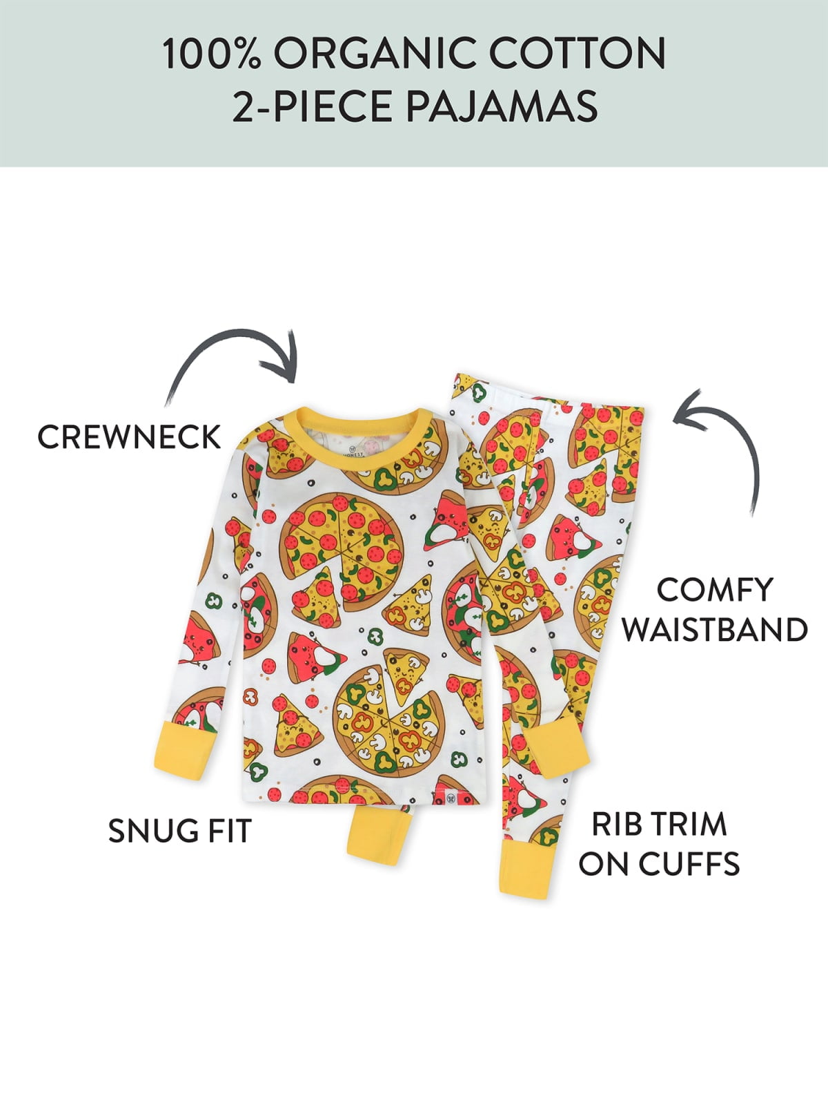 Honest Baby Clothing Organic Cotton Boy/Girl 2-Piece Long Sleeve Pajama Set, 18M to 5T