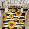 thumbnail image 3 of Sunflowers Striped Black and White Duvet Cover and Pillowcase Set for Single Bedding, Bedroom Accessories for Kids Teens, 3 of 5