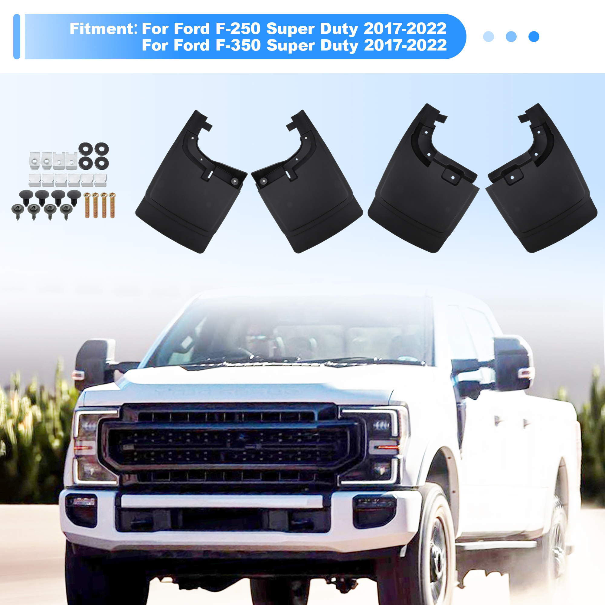 Unique Bargains Mud Flaps for Ford F-250 F-350 2017-2022 Super Duty Without OEM Fender Flares No Drill Splash Guards Front & Rear Truck Mud Guards Accessories Set(4pcs)