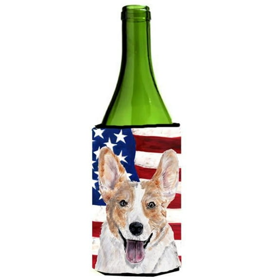 Cardigan Corgi With American Flag Usa Wine bottle sleeve Hugger  24 Oz.