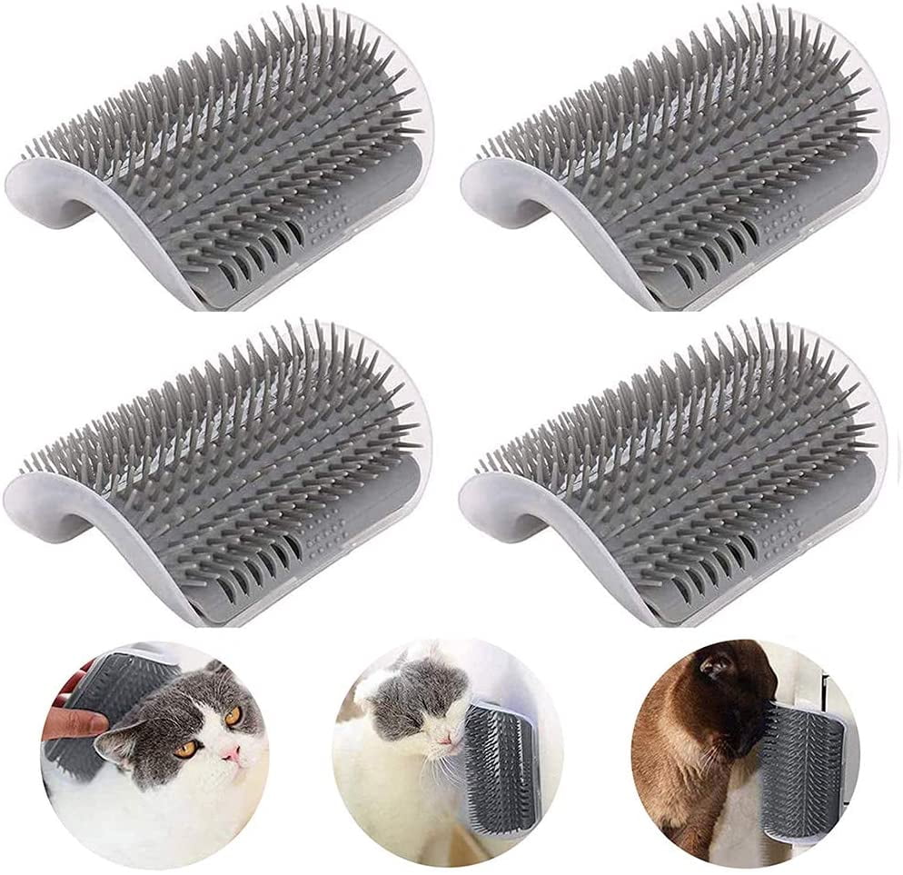Barka Ave Cat Self Groomer, 4 Pack Cats Wall Corner Groomer Brush, Cats