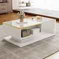 thumbnail image 2 of MODERNLUXE 35.4" Coffee Table with LED Lights, High-Gloss Centre Table Tea Table with Storage for Living Room,Small Space, White, 2 of 9