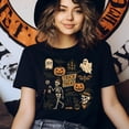 thumbnail image 3 of Trick or Treat Skeleton Pumpkin Ghost Halloween Graphic T-Shirt, Dark Heather, Size M, 3 of 6