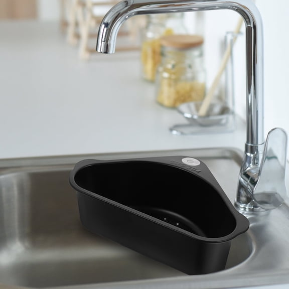 FENGGUIQU 1Set Stainless Steel Sink Drain Basket Black Kitchen Sink Strainer with Smooth Edges