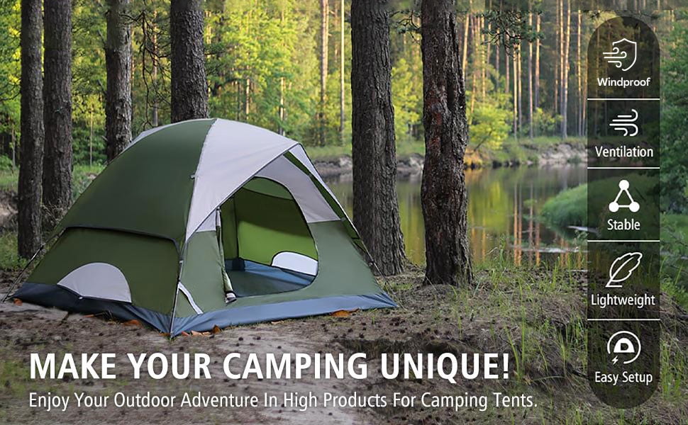 Kroyicegears 2/4 Person Tents for Camping - Lightweight Outdoor Camping Tents 7.2 lb