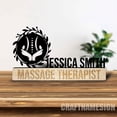 thumbnail image 5 of Craftnamesign Custom Wooden Massage Therapist Desk Name Plate, Therapist Spa Metal Nameplate, 5 of 5