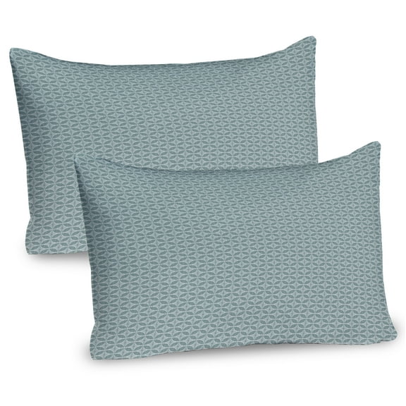 Ambesonne Abstract Pillow Sham 2 Pack, Round Square Structures, 30"x20", Dark Sea Green and White