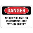 thumbnail image 1 of SignMission OS-DS-A-1218-L-2361 12 x 18 in. OSHA Danger Sign - No Open Flame or Ignition Source within 50 Feet, 1 of 1