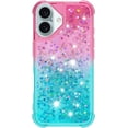 thumbnail image 2 of Case for iPhone 16 Plus Case Glitter Liquid Cute Clear Shockproof Back Cover,Soft TPU Phone Case for iPhone 16 Plus 6.7 inch Gradient Turquoise, 2 of 6
