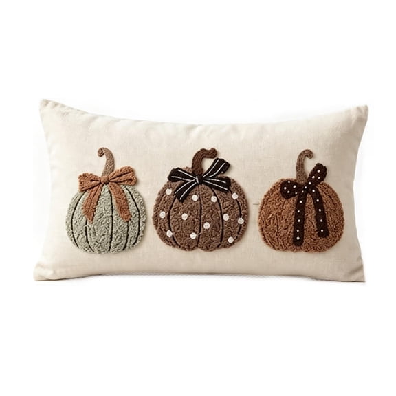 YuanGuangQ Fall Pumpkin Lumbar Pillow Cover, Textured Applique Rectangular Decorative Cushion Case, for Sofa Couch Living Room Thanksgiving Home Decoration