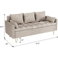 thumbnail image 2 of Homhougo Faux Leather Sofa Couch 60" W 3 Seater Sofas with Button Tufted Design and Hand Stitched, Heavy Duty Foundation with Gold Metal Legs, Lift-Up Storage and Bolster Pillows in, Beige, 2 of 7