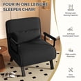 thumbnail image 6 of Daluvenix 4 in 1 Convertible Sofa Bed Sleeper Chair with a Pillow, 5 Position Modern Single Person Chaise Lounge Couch , Linen Folding Bed for Living Room Office, Black, 6 of 9