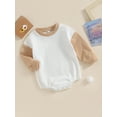 thumbnail image 3 of Bagilaanoe Newborn Baby Girl Boy Oversized Romper Sweatshirt Long Sleeve Bodysuits Contrast Color Pullover 6M 12M 18M 24M Infant Casual Tee Tops, 3 of 8
