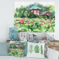 thumbnail image 2 of Designart ' Pagoda and Lotus Lake ' Traditional Canvas Wall Art Print, 2 of 4