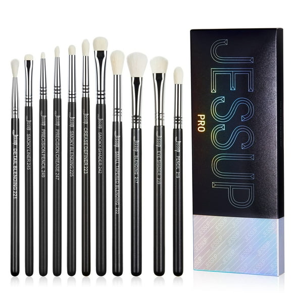 Juego de brochas para sombras de ojos Jessup T340, 11 piezas, profesionales, negras