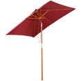 thumbnail image 1 of Outsunny Parasol de Patio en Sapin 6,6 X 5 Pi, Parasol de Marché Inclinable, Rouge Vin, 1 of 10