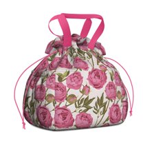 Pioneer Flower Floral Print Pattern Drawstring Lunch Bag Women - Drawstring Lunch Bag Insulated for Work Office - Stain-Resistant Large Lunchbags for Women with Multi-Pockets